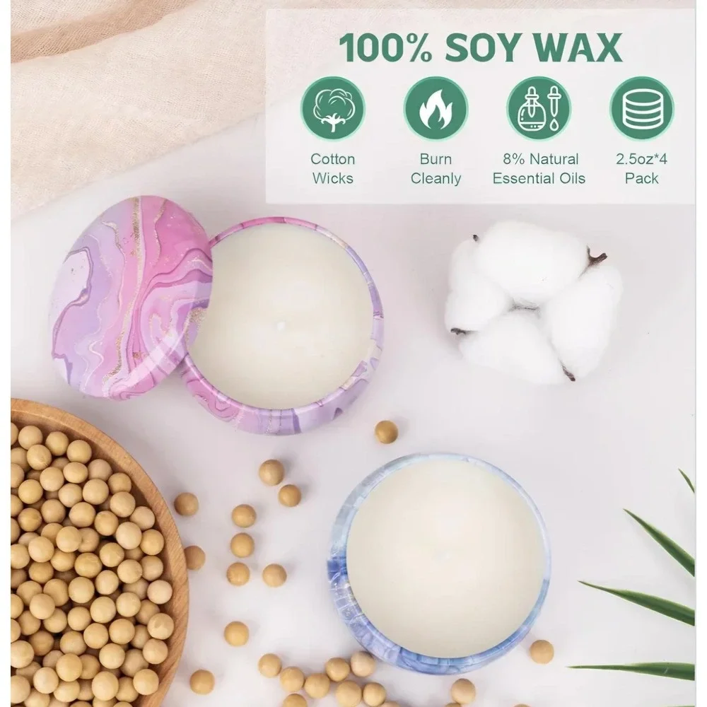 OMYAYA Scented Candles and Hand Cream Gift‎ Set Women 8pc Multicolor Soy Spa Kit
